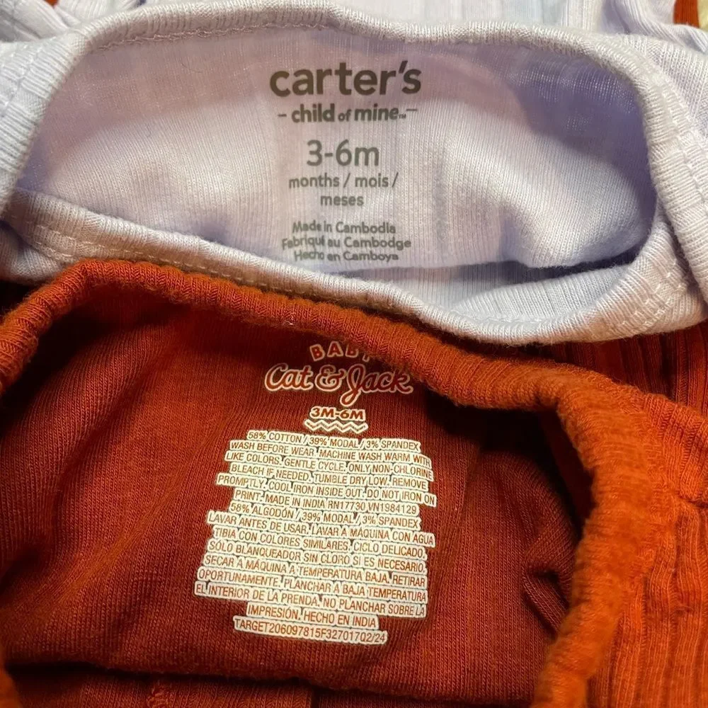 5 for $25🔥Carter's/‎ Cat & Jack Bundle of 2 Bodysuits Baby Girl Size 3-6 Months
